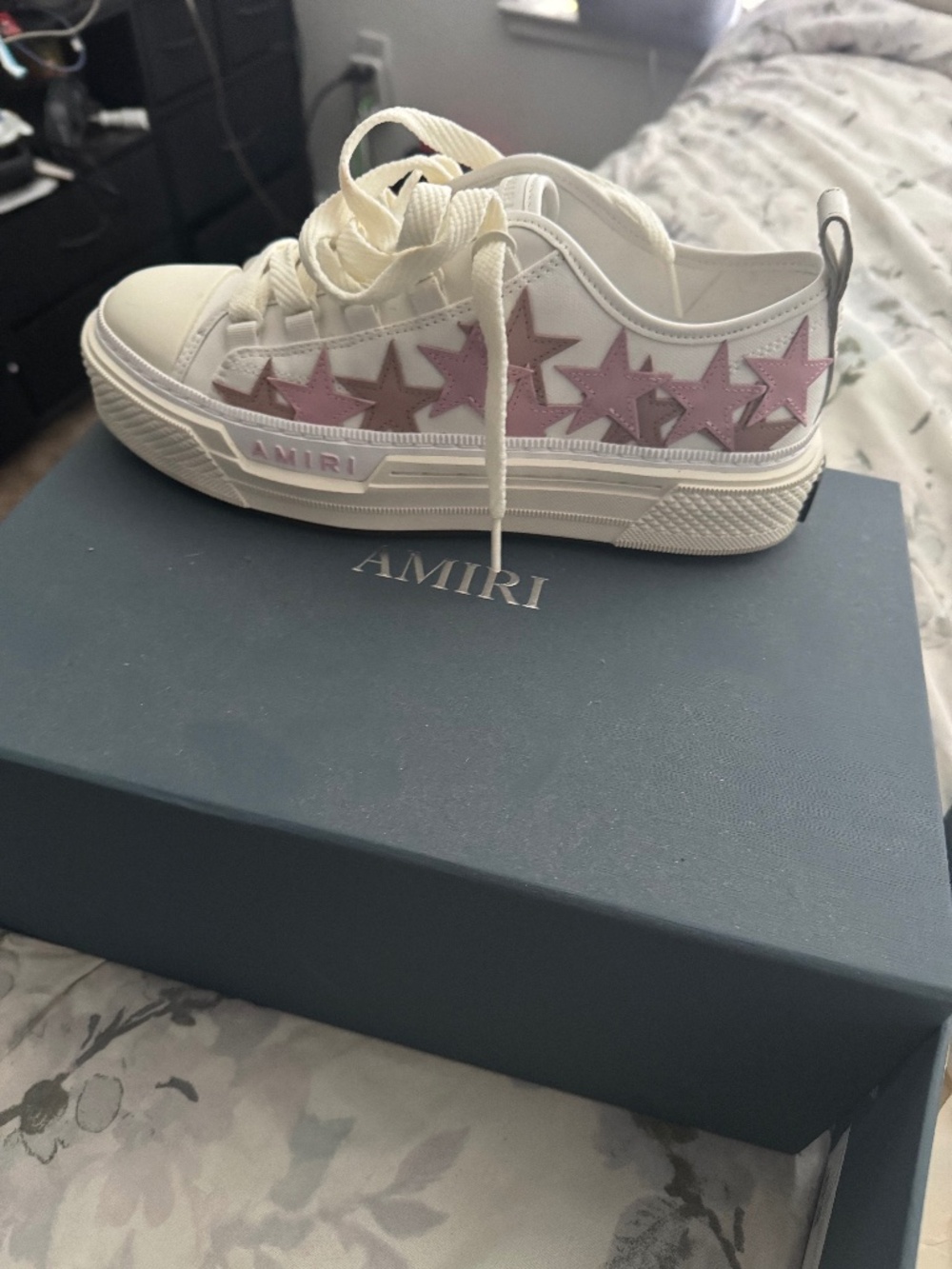 Women’s Amiri stars court low top shoes pink and brown